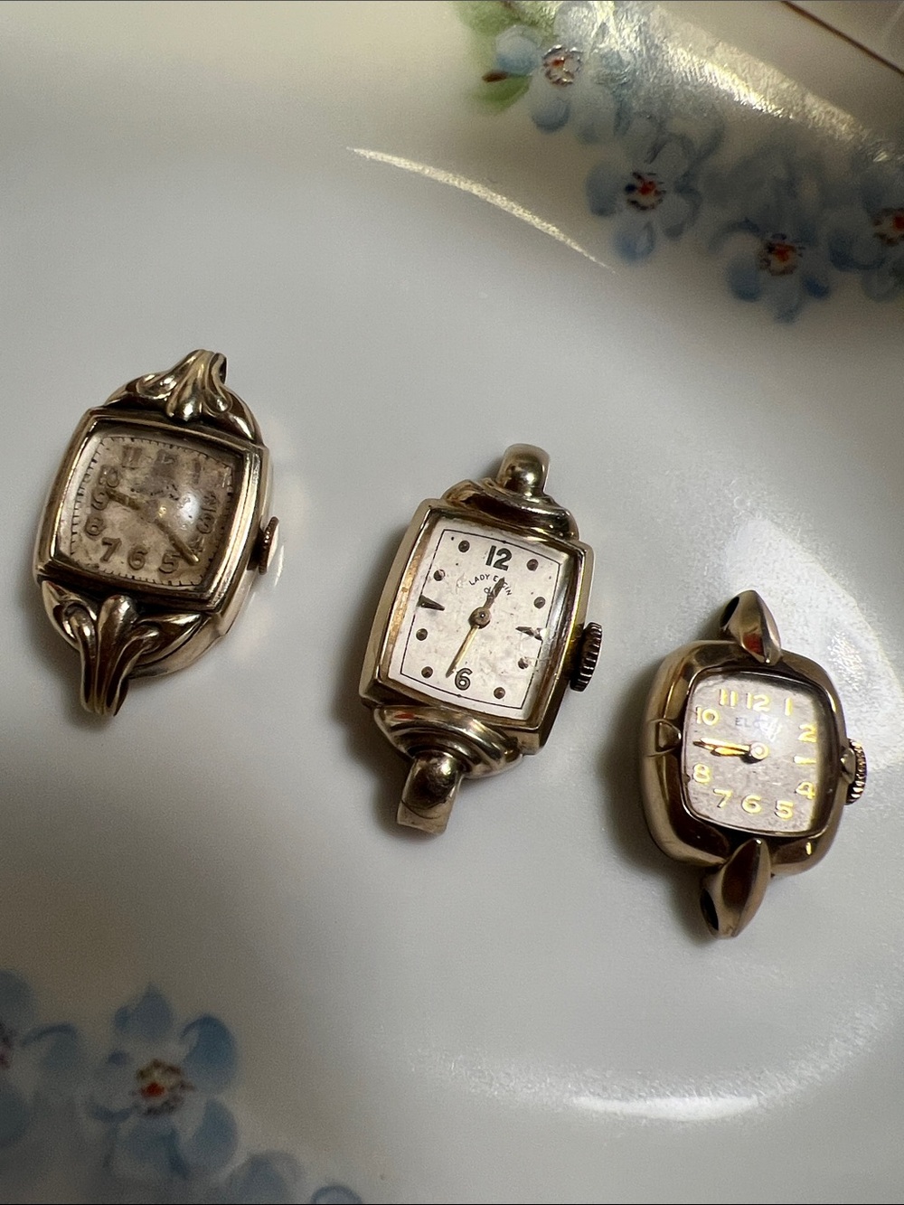 Three Elgin 14k & 10k RGP Watches selling for parts.